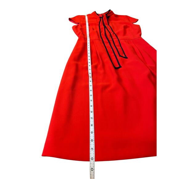 J. CREW Red Navy Tie-Neck Knee Length Fit & Flare Office Dress 365 Crepe Red 10T - Picture 7 of 12